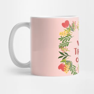 Eat Well Travel Often Spring Pink | Floral Wreath | Quote Mug